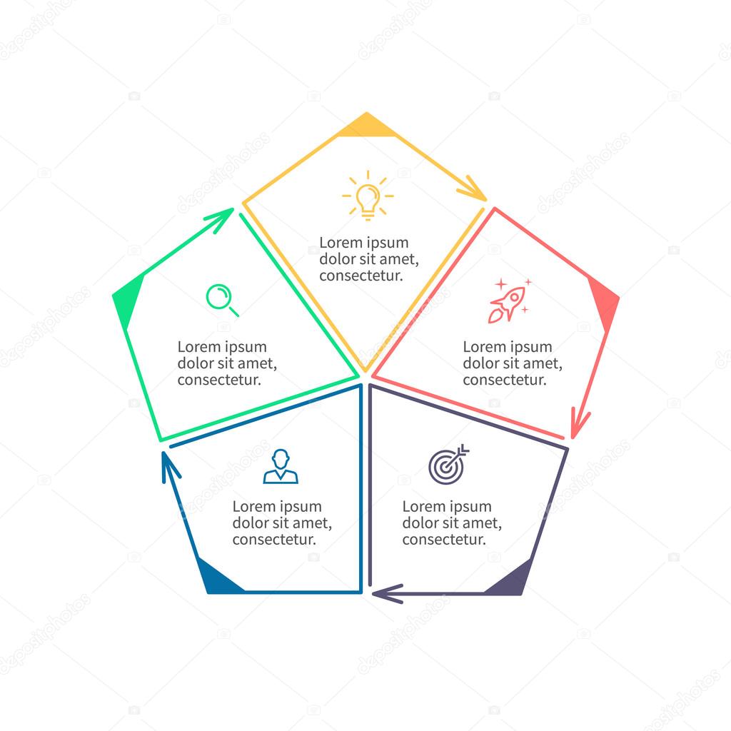Pentagon for infographics. Minimalistic diagram. — Stock ...
