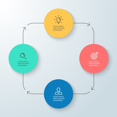 İş infographics. Minimalist diyagramı, grafik, grafik 4 adımlar ile.