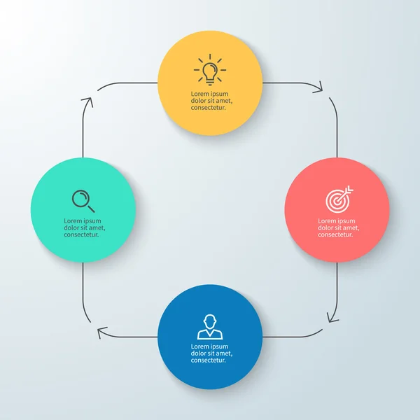 Infografica aziendale. Grafico minimalista, grafico, grafico con 4 passi . — Vettoriale Stock