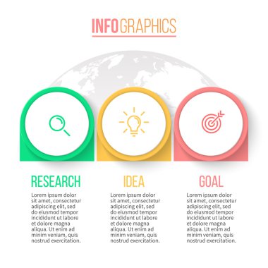 İş infographics. Zaman çizelgesi 3 adımları ile. Vektör şablonu.