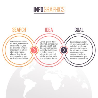 İş infographics. Zaman çizelgesi 3 adımları ile. Vektör şablonu.