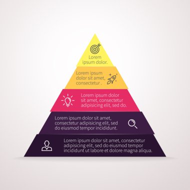İçin Infographics piramit. Vektör grafik, diyagram 5 adım, seçenekleri ile.