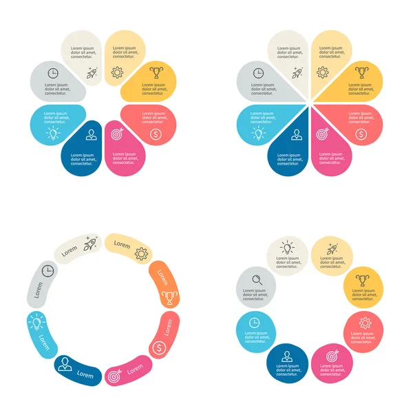 Circulaire infographics met 8 secties. — Stockvector