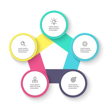 İş infographics. Diyagramı, grafik, grafik 5 adım ile.