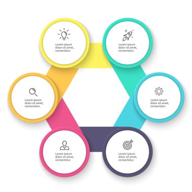 İş infographics. Diyagramı, grafik, grafik 6 basamak ile.