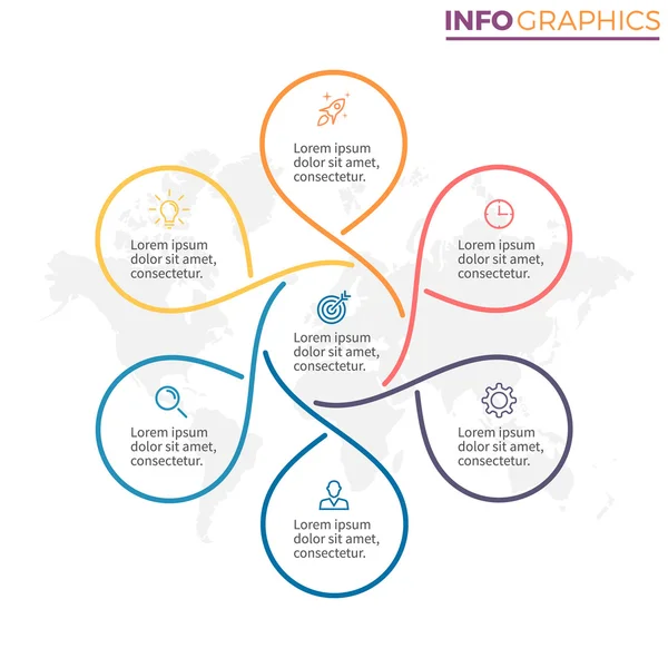 Linear infographics. Chart with 6 steps, options. — Stock Vector
