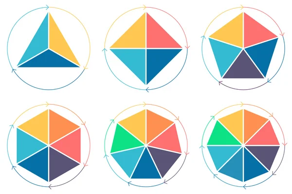 Triangolo, quadrato, pentagono, esagono, eptagono, ottagono per infografica . — Vettoriale Stock