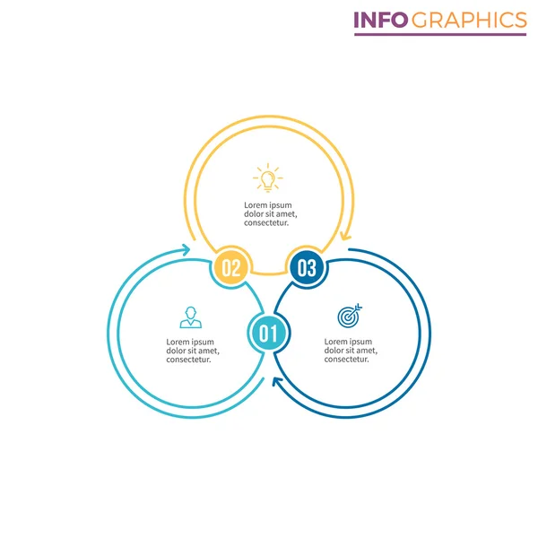 Infográficos lineares. Gráfico com 3 passos, opções . —  Vetores de Stock