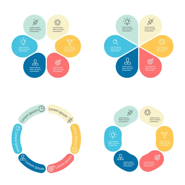 Circulaire infographics met 6 secties. — Stockvector