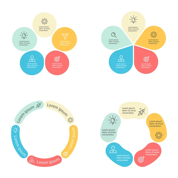 Circulaire infographics met 5 delen. — Stockvector