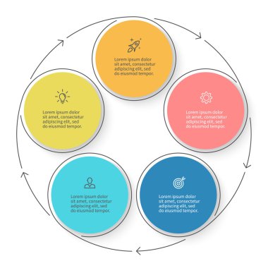 Beş adım infographics oklarla. Vektör tasarım öğesi.