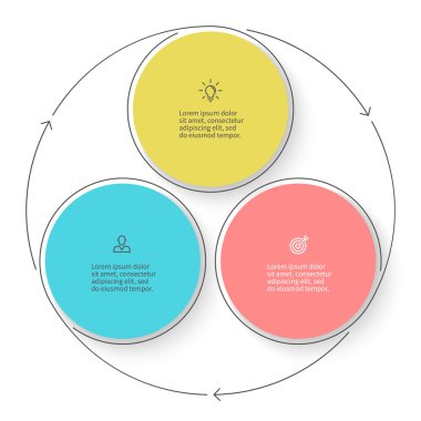 Üç adım infographics oklarla. Vektör tasarım öğesi.