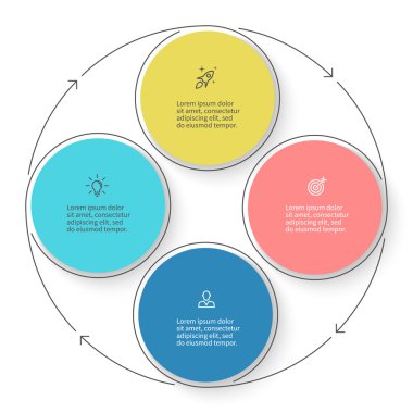 Dört adım infographics oklarla. Vektör tasarım öğesi.