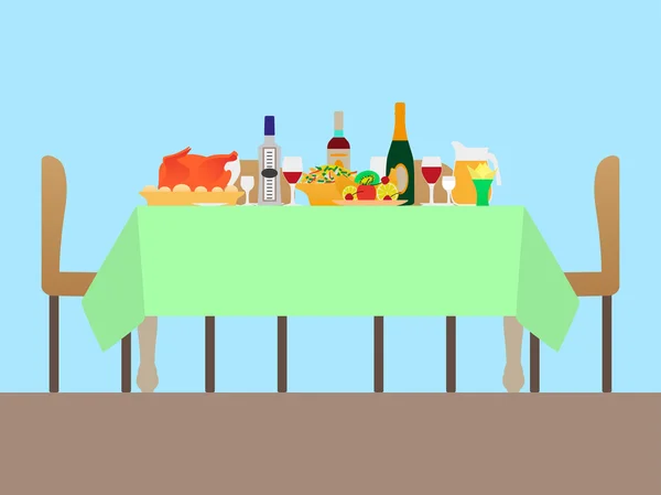 Vectorillustratie van een feestelijke tafel — Stockvector
