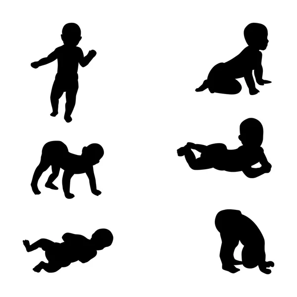 Silhouette d'un bébé en couches — Image vectorielle