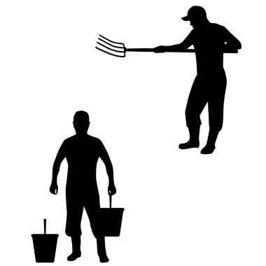 Vektör çizimi bir çiftçi, sığır yetiştiren kimse