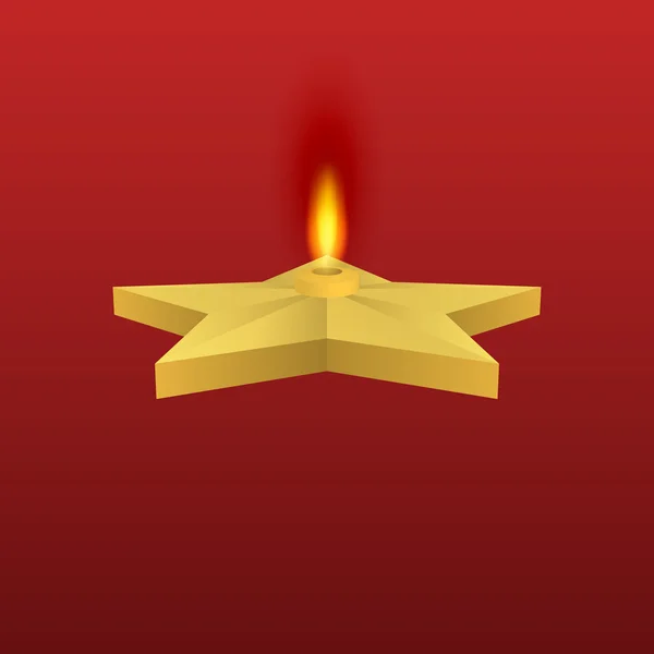 Vectorillustratie van een gouden ster met vuur — Stockvector