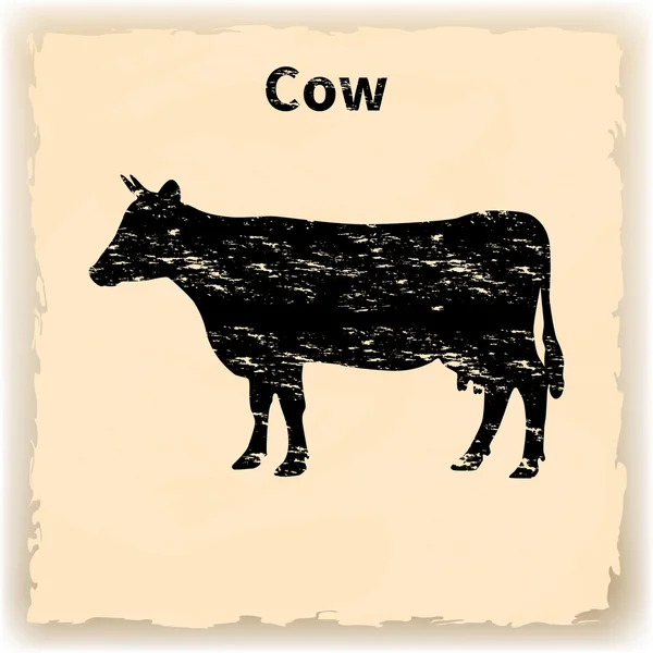 Illustrazione vettoriale della silhouette nera di una mucca — Vettoriale Stock