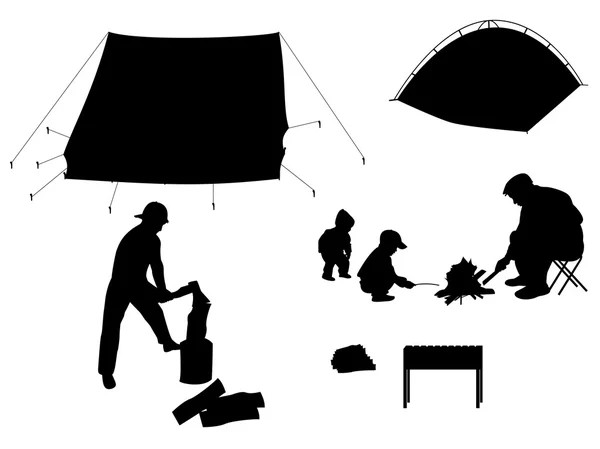 Camping avec enfants — Image vectorielle