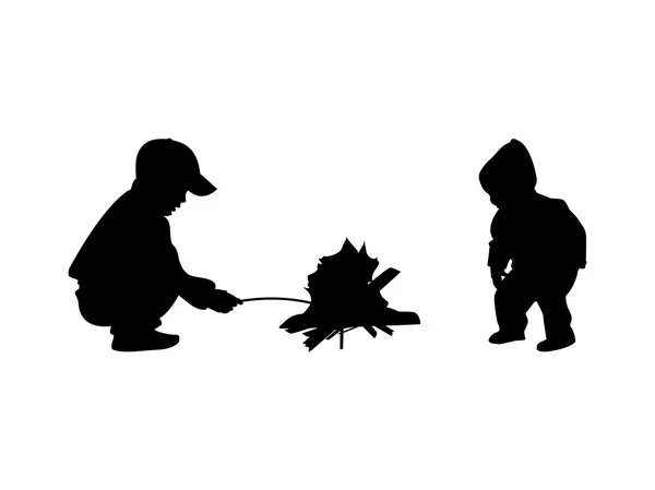 Dua anak di acara api unggun Stok Vektor Bebas Royalti