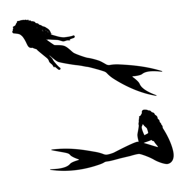 Illustration vectorielle d'une silhouette de sirène — Image vectorielle