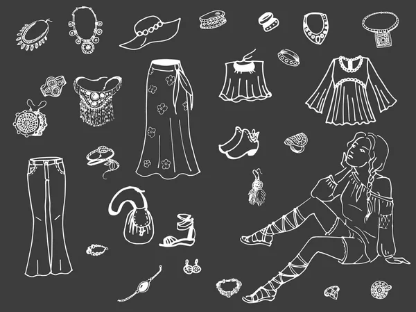 Мода женская одежда на темном фоне — стоковый вектор