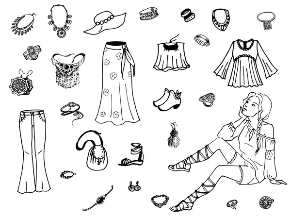 Ilustração vetorial de roupas femininas — Vetor de Stock