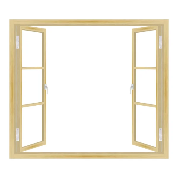 Illustrazione vettoriale della finestra aperta in legno — Vettoriale Stock