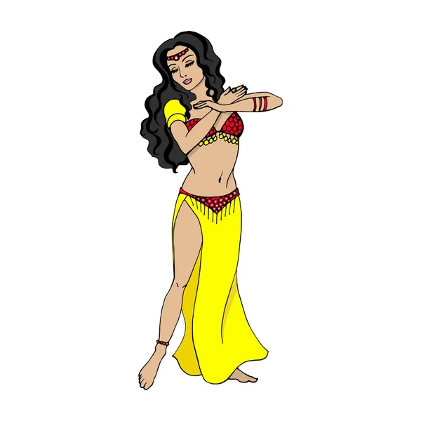 Vector illustration of a concept of belly dancing — Stock Vector