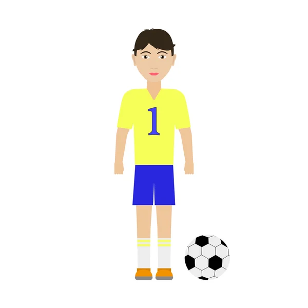 Ilustração vetorial de um menino jogador de futebol —  Vetores de Stock