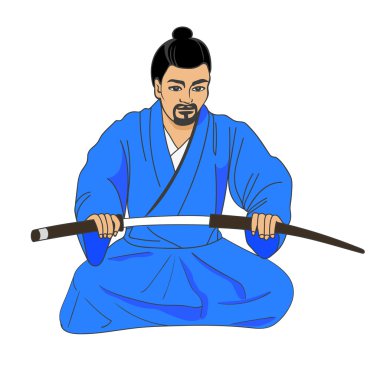 Vector illustration of a Japanese samurai ronin clipart