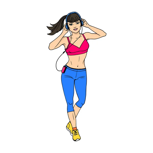 Ilustración vectorial de una chica atlética bailando — Archivo Imágenes Vectoriales