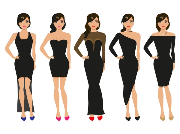 Illustration vectorielle d'un ensemble de robes de soirée — Image vectorielle