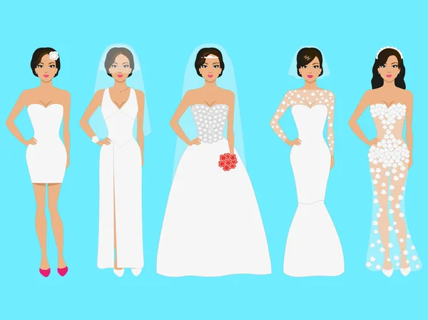Vektor-Illustration einer Reihe von Brautkleidern — Stockvektor