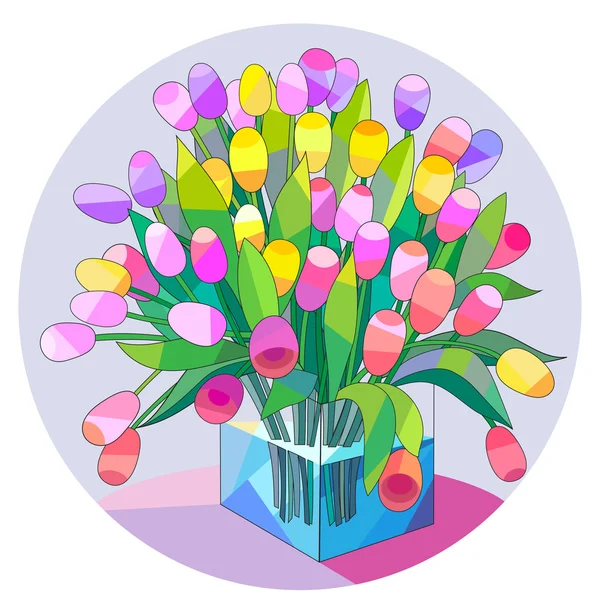 Tulipanes en el jarrón — Archivo Imágenes Vectoriales
