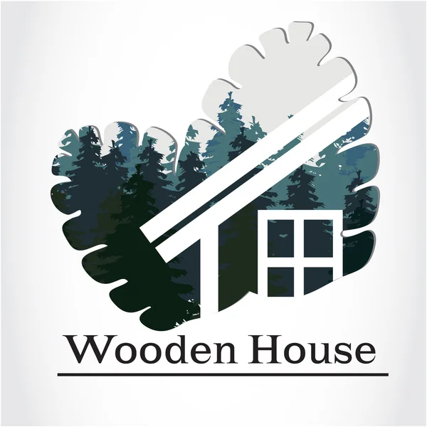 Wooden House Logo — Stock Vector