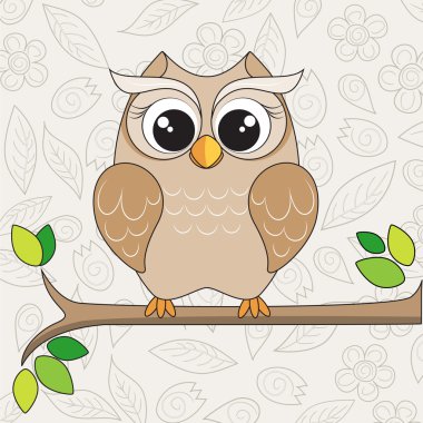 dal üzerinde şirin baykuş