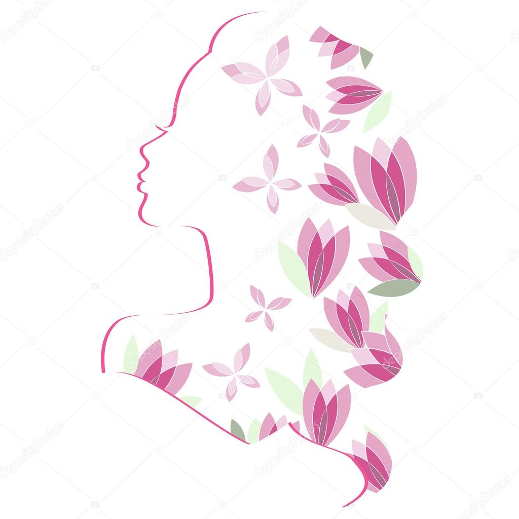 Download Woman silhouette with flowers — Stock Vector © dianavaipan.gmail.com #110790374