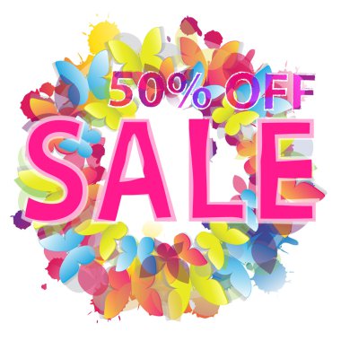 Satış banner şablon. Yaz Satılık. Suluboya