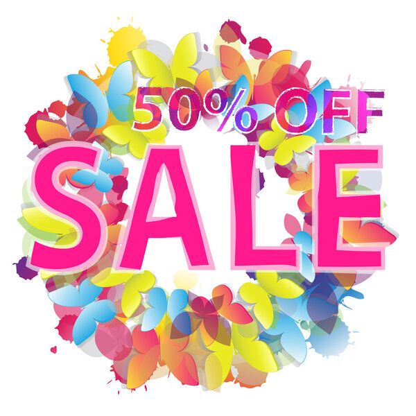 Продажа шаблона баннера. Летняя распродажа. Акварель
