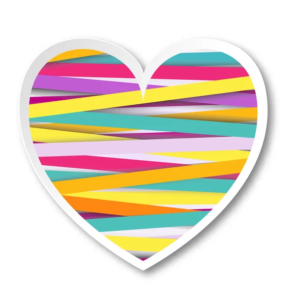Vektor elszigetelt többszínű szív. Papír szív logó a színes skót szalagok — Stock Vector