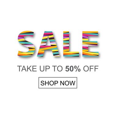 Çok renkli vektör satışı işareti parlak çizgili