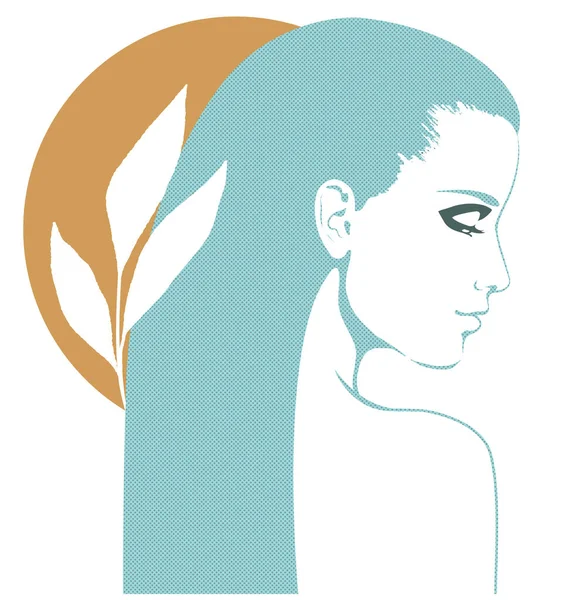 現代的な背景の女性の顔のベクトルイラスト — ストックベクタ