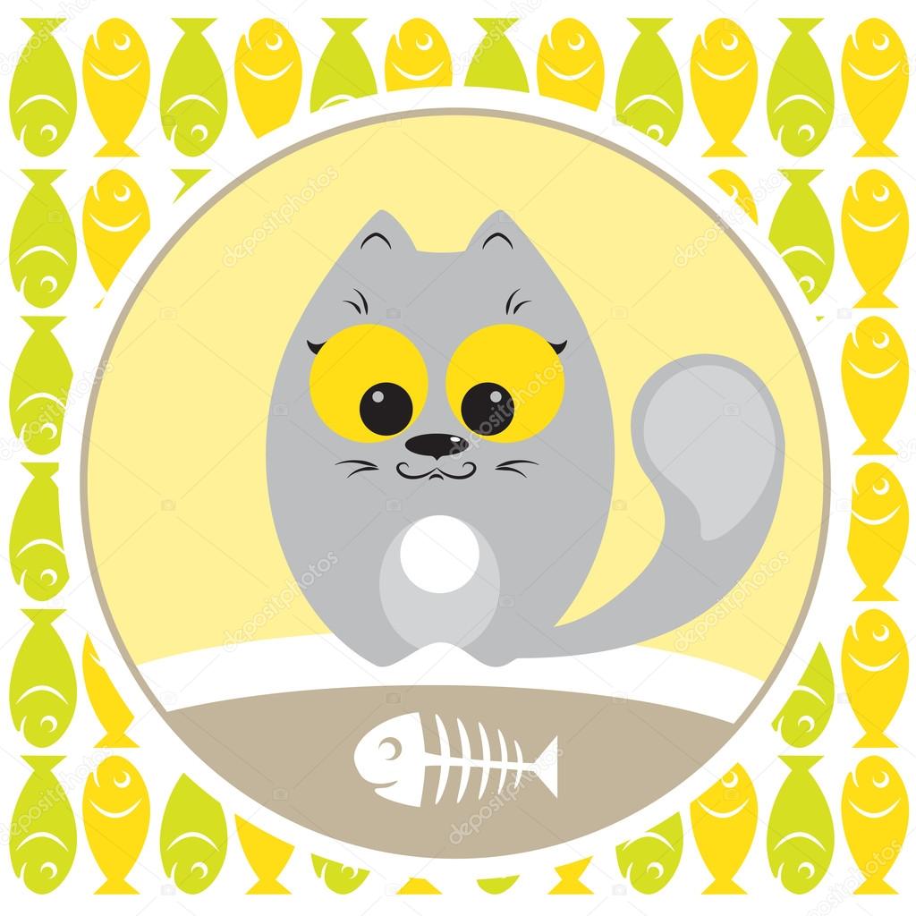 灰色の猫は魚を食べること ストックベクター C Dianavaipan Gmail Com 灰色の猫は魚を食べること ストックベクター C Dianavaipan Gmail Com