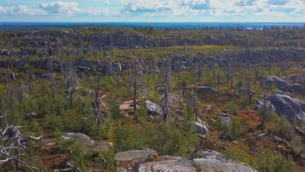 Luftaufnahme des mysteriösen Vottovaara-Berges in Karelien, Russland. — Stockvideo