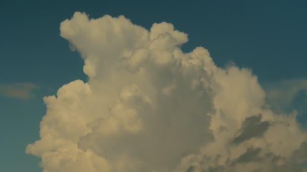Gęste Białe Chmury Unoszą Się Nad Błękitnym Letnim Niebem Czas — Wideo stockowe