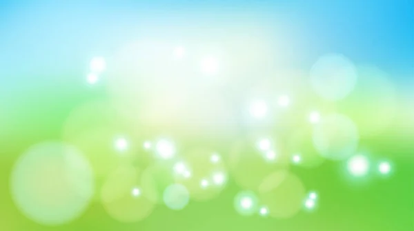 Abstracto Vector Verde Primavera Verano Desenfocado Banner Con Puntos Luz — Vector de stock