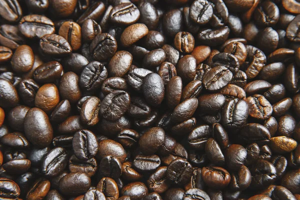 Geroosterde Bruine Koffiebonen Bovenaanzicht Koffie Achtergrond Textuur Banner Koffiebonen Met — Stockfoto