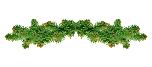 Szerokie Dekoracje Świąteczne Długa Świąteczna Girlanda Gałęzi Fir Naturalny Wystrój — Zdjęcie stockowe