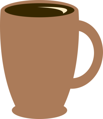 Bir fincan sıcak içecek (çay, kahve, kakao). Poster, kart, çıkartma, kafe ya da kafe logosu, menü için tasarım. Rahatlama kavramı, kahve molası. Şeffaf, png. düz biçim, çizgi